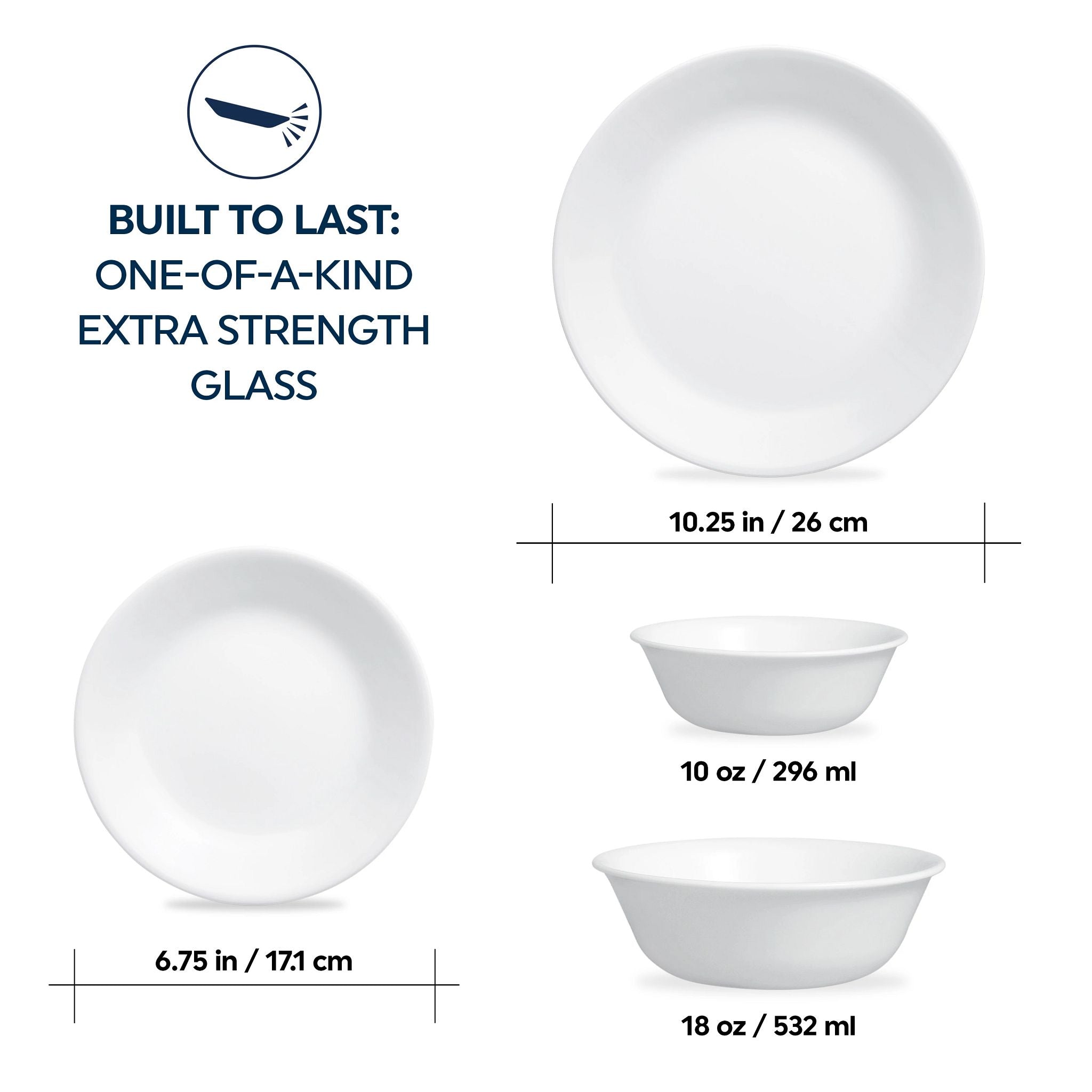 Corelle® Winter Frost White 16-piece Mugless Dinnerware Set, Service for 4